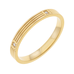 Alliance en or jaune et diamants, 2.5 mm art déco