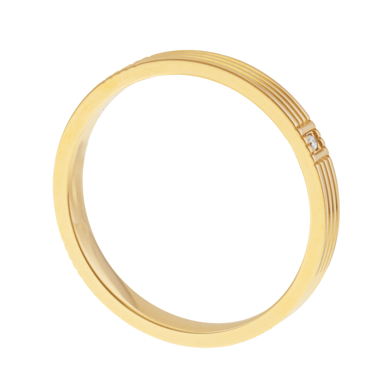 Alliance en or jaune et diamants, 2.5 mm art déco