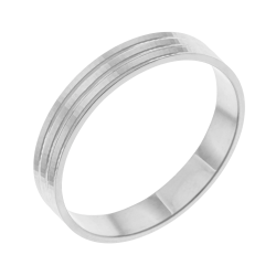 Alliance en or gris, 4 mm, lignes facetées