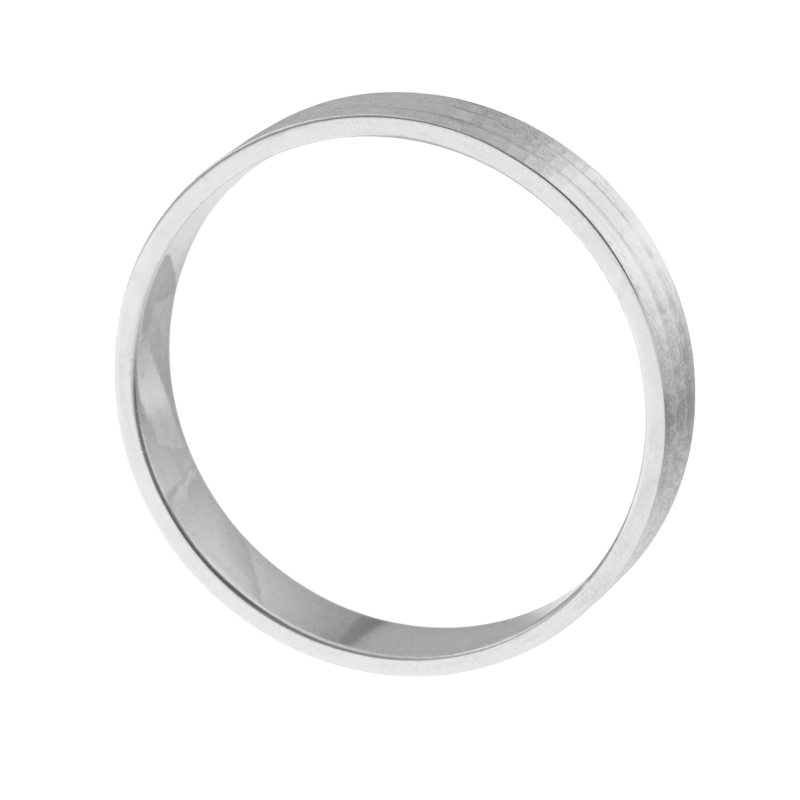 Alliance en or gris, 4 mm, lignes facetées
