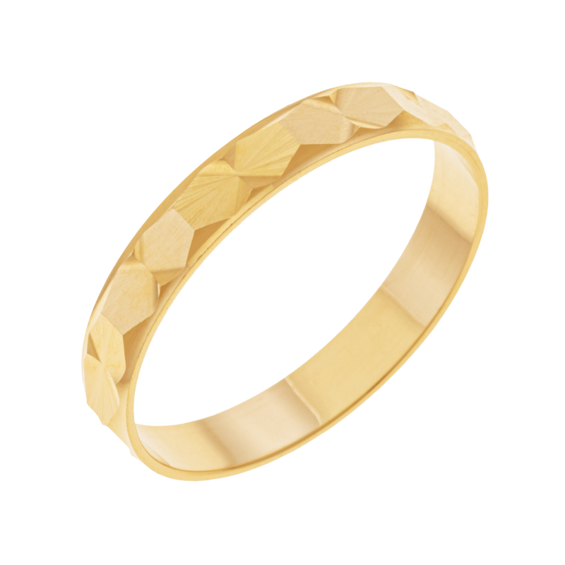 Alliance en or jaune 3 mm, diamantée 