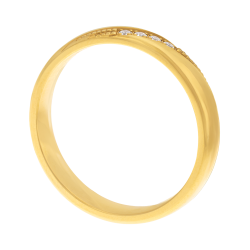 Alliance en or jaune et diamants, 3,5 mm embossée 