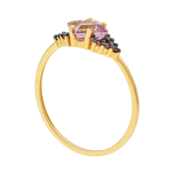 Bague en or jaune et rhodié, améthyste et rhodolites