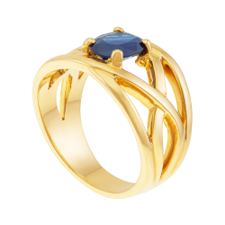 Bague en or jaune et saphir