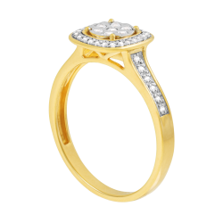 Bague en or jaune et rhodié, diamants, carré