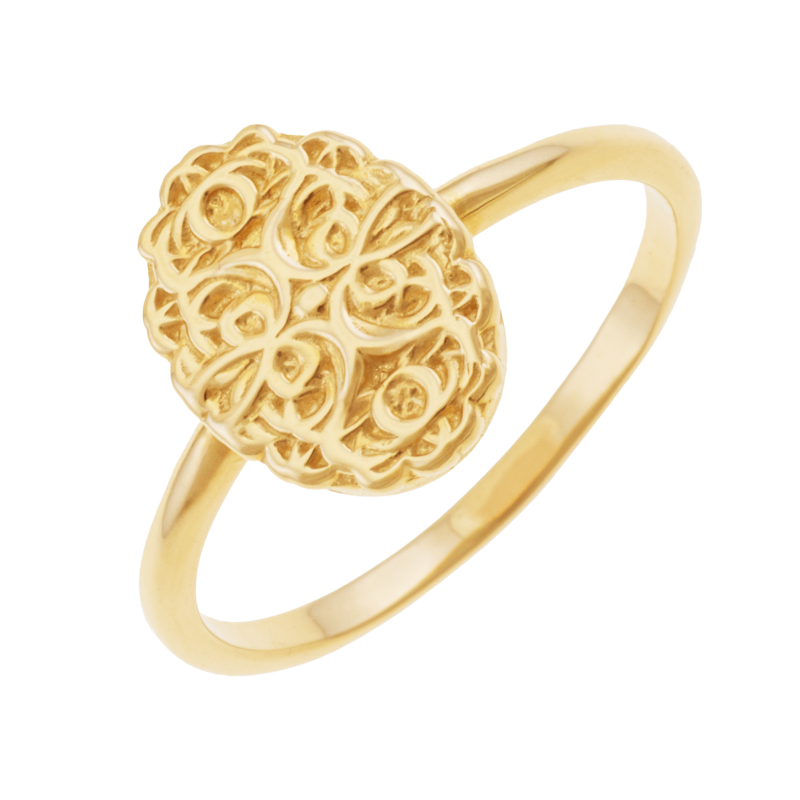 Bague en or jaune, texturée