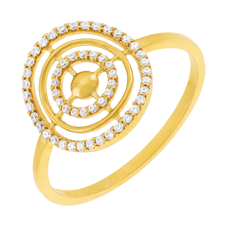 Bague en or jaune et oxydes de zirconium