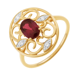Bague en or jaune et rhodié, oxydes de zirconium, ajouré