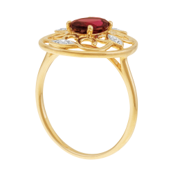 Bague en or jaune et rhodié, oxydes de zirconium, ajouré