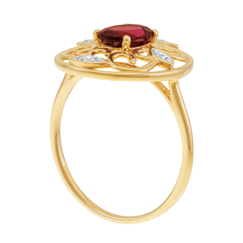 Bague en or jaune et rhodié, oxydes de zirconium, ajouré