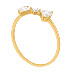 Bague en or jaune et oxydes de zirconium, noeud