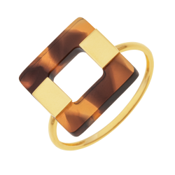 Bague en or jaune et acétate, carré