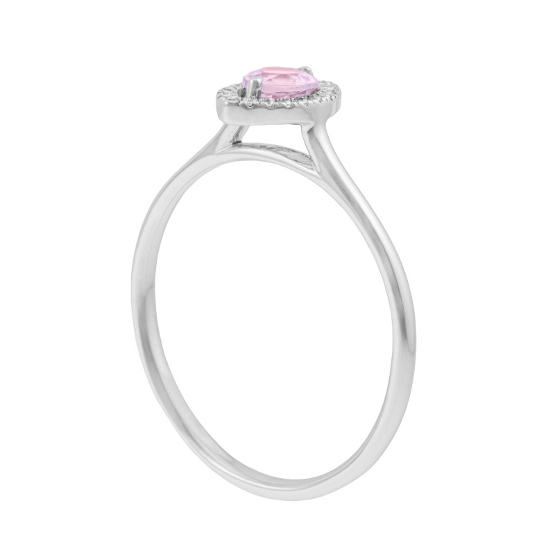 Bague en or gris, tourmaline rose et diamants 