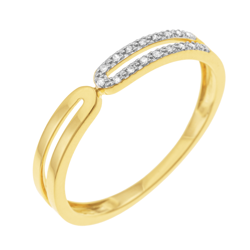 Bague en or jaune et rhodié, diamants