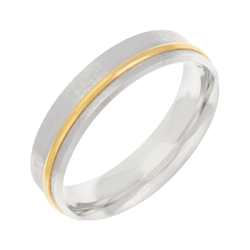 Alliance en or jaune, argent et argent rhodié, 5 mm, anneau 