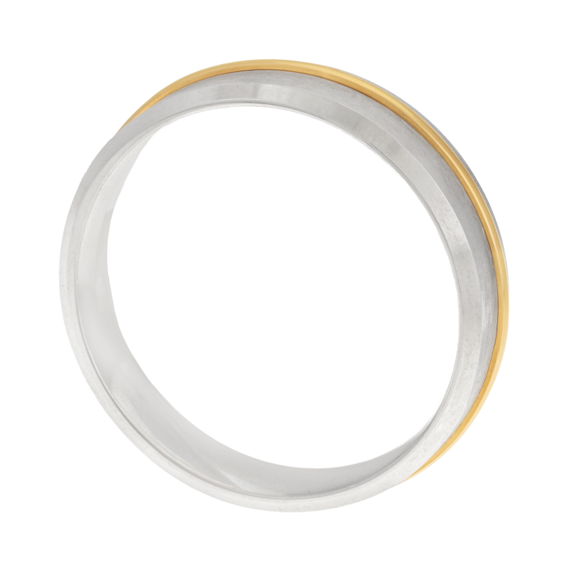Alliance en or jaune, argent et argent rhodié, 5 mm, anneau 