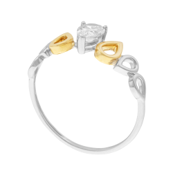 Bague en or jaune et argent rhodié, oxyde de zirconium