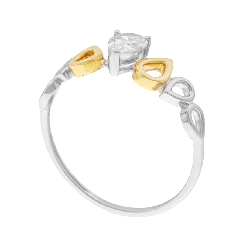 Bague en or jaune et argent rhodié, oxyde de zirconium