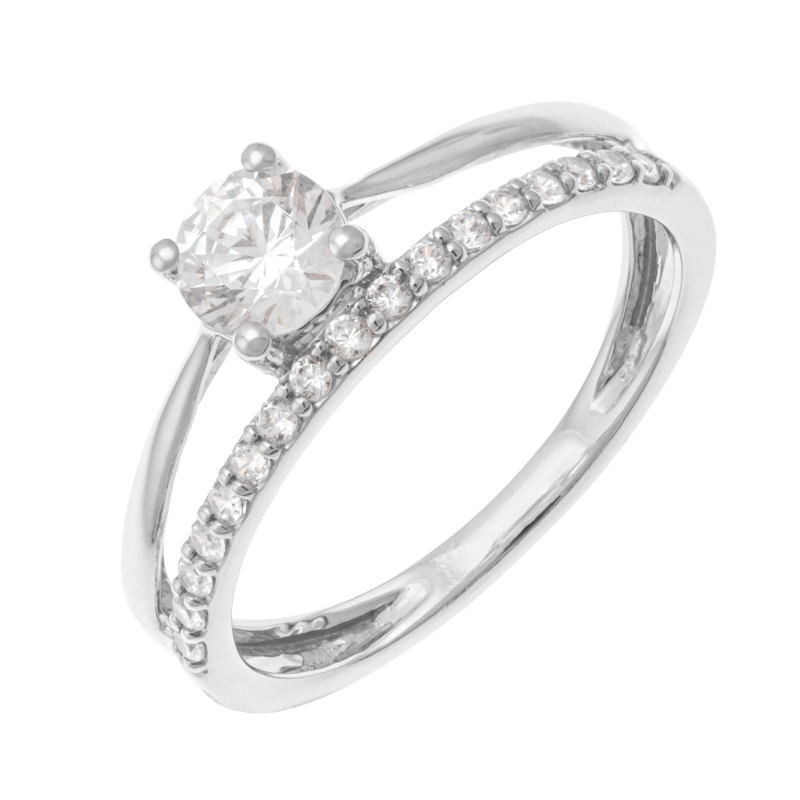 Bague en platine et oxydes de zirconium, double