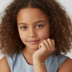 Bracelet en or jaune et laque, papillons