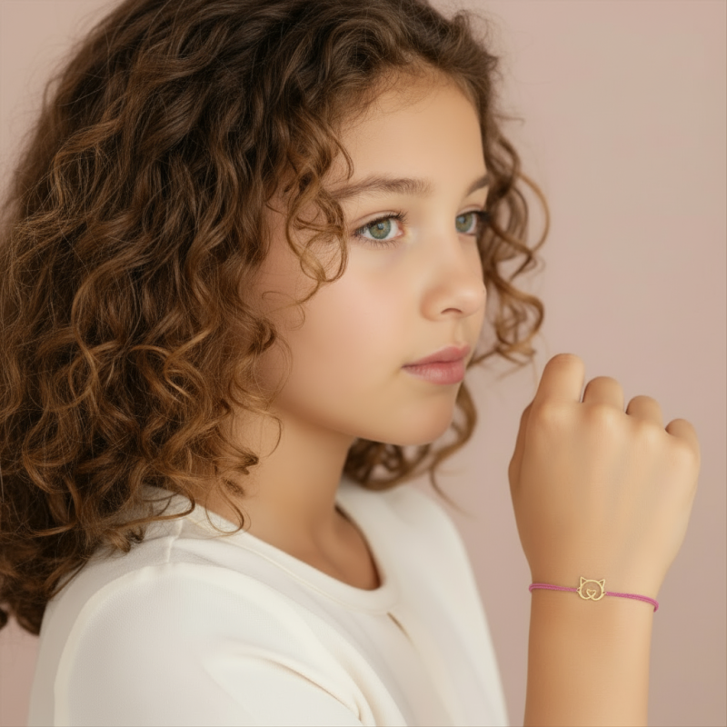 Bracelet cordon en or jaune et laque