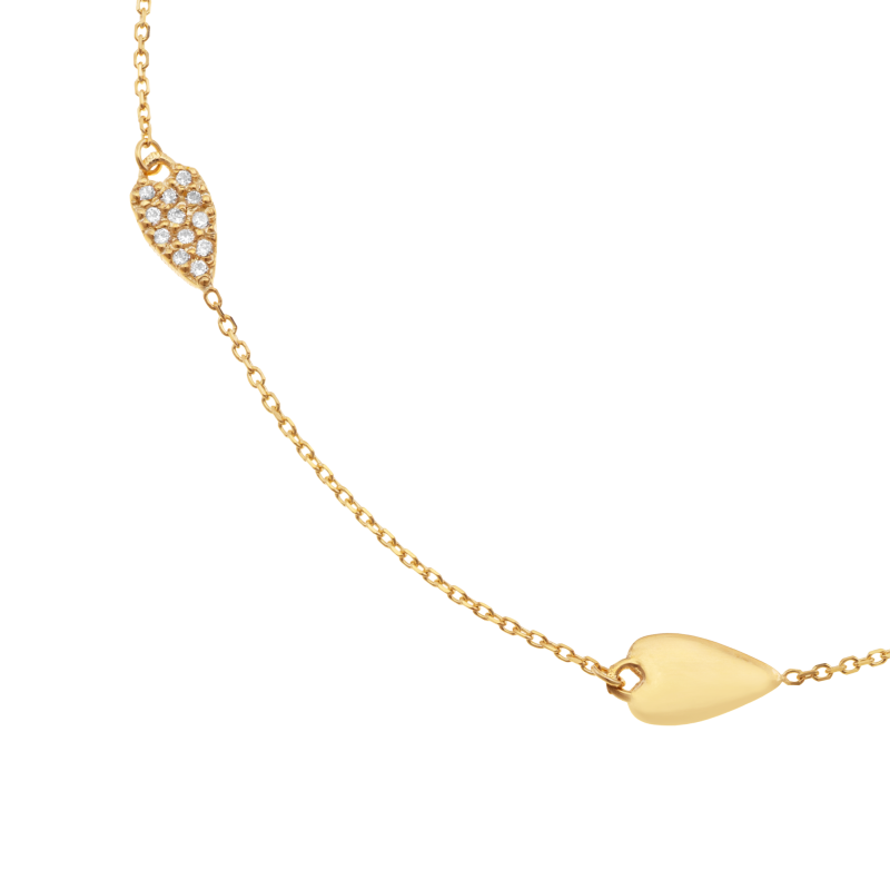 Bracelet en or jaune et oxydes de zirconium, coeurs