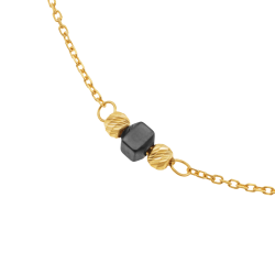 Bracelet en or jaune et hématites carrées