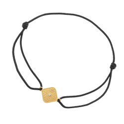 Bracelet cordon noir en or jaune et diamant 