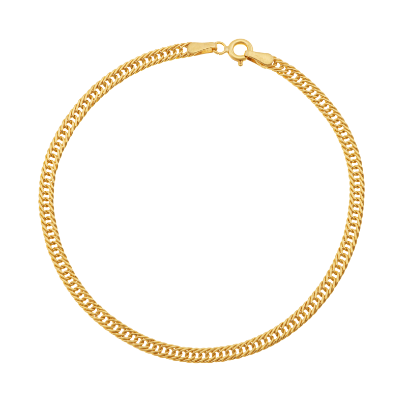 Bracelet en or jaune, maille gourmette diamantée