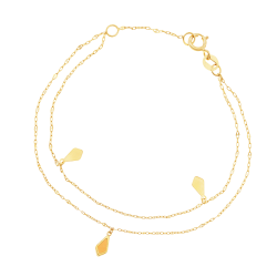 Bracelet en or jaune et pierre synthétique, double chaînes
