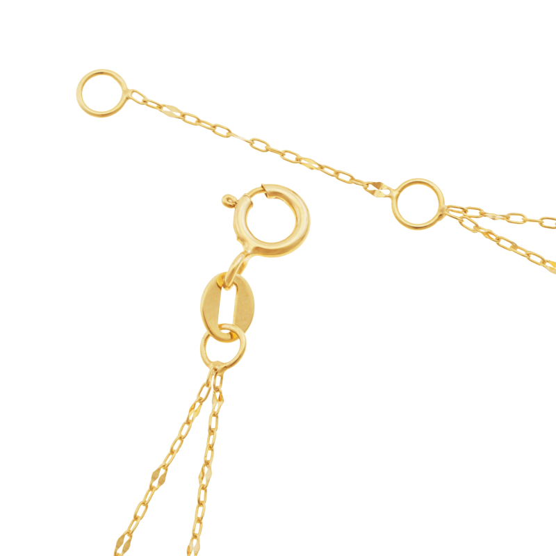 Bracelet en or jaune et pierre synthétique, double chaînes