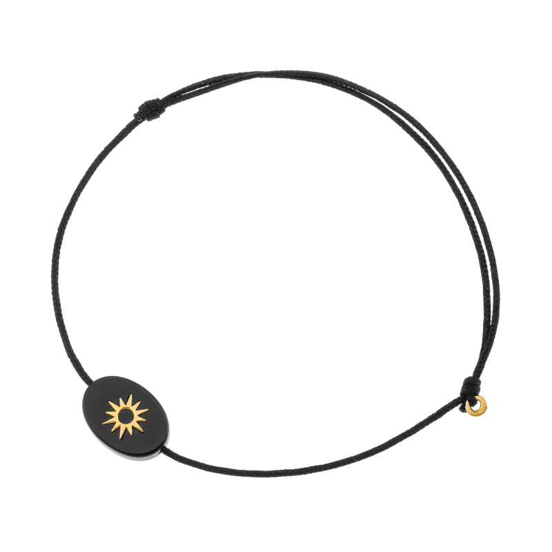 Bracelet cordon en or jaune et onyx, soleil