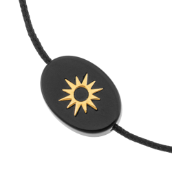 Bracelet cordon en or jaune et onyx, soleil