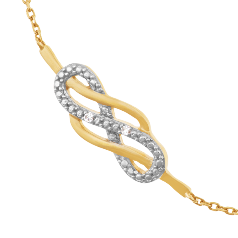 Bracelet en or jaune et rhodié, diamants, double infini