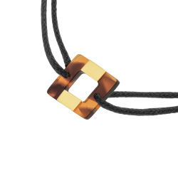 Bracelet cordon en or jaune et acétate, carré
