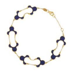 Bracelet en or jaune et laque bleue