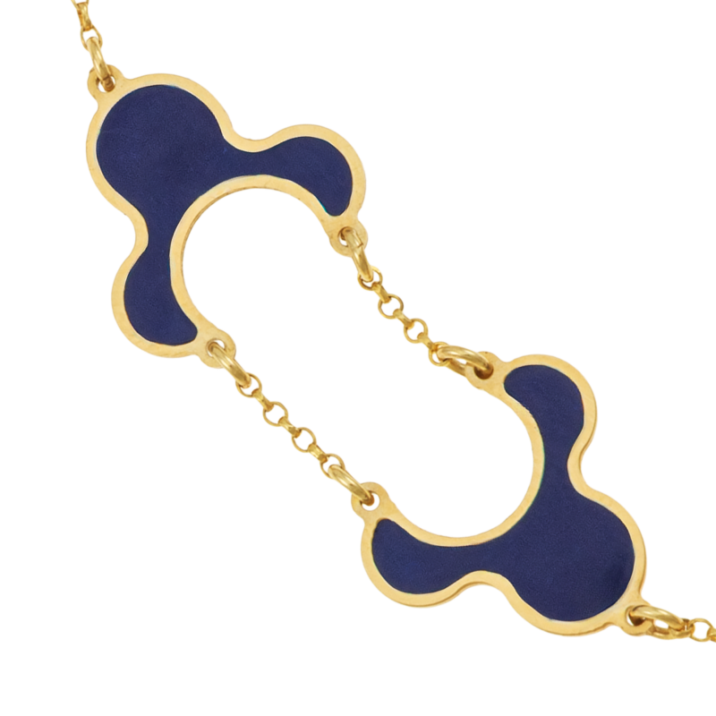 Bracelet en or jaune et laque bleue