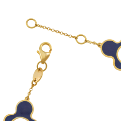 Bracelet en or jaune et laque bleue