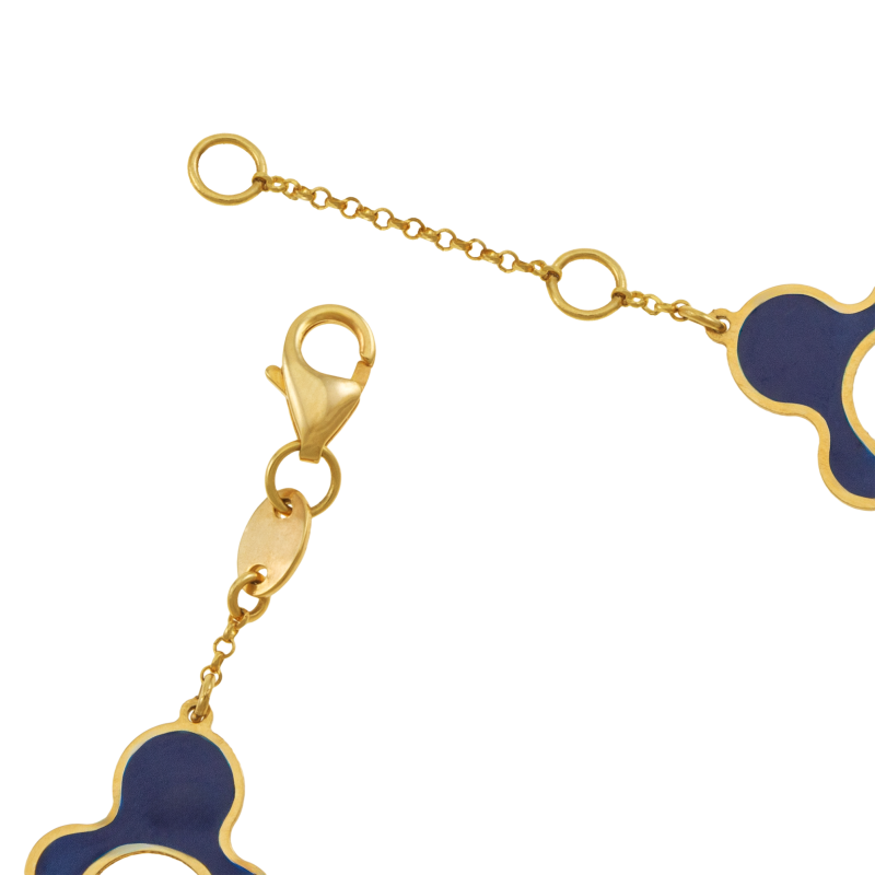 Bracelet en or jaune et laque bleue