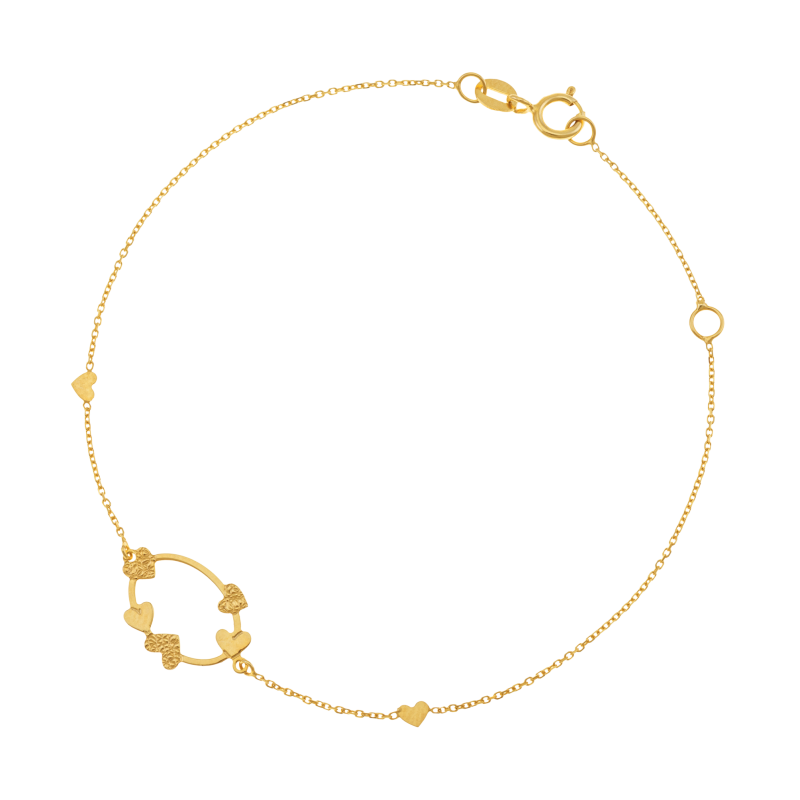 Bracelet en or jaune , ajouré coeurs