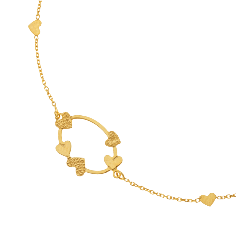 Bracelet en or jaune , ajouré coeurs