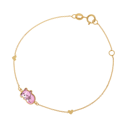 Bracelet en or jaune et laque, chat
