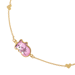 Bracelet en or jaune et laque, chat