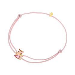 Bracelet cordon en or jaune, laque et oxyde de zirconium, zèbre