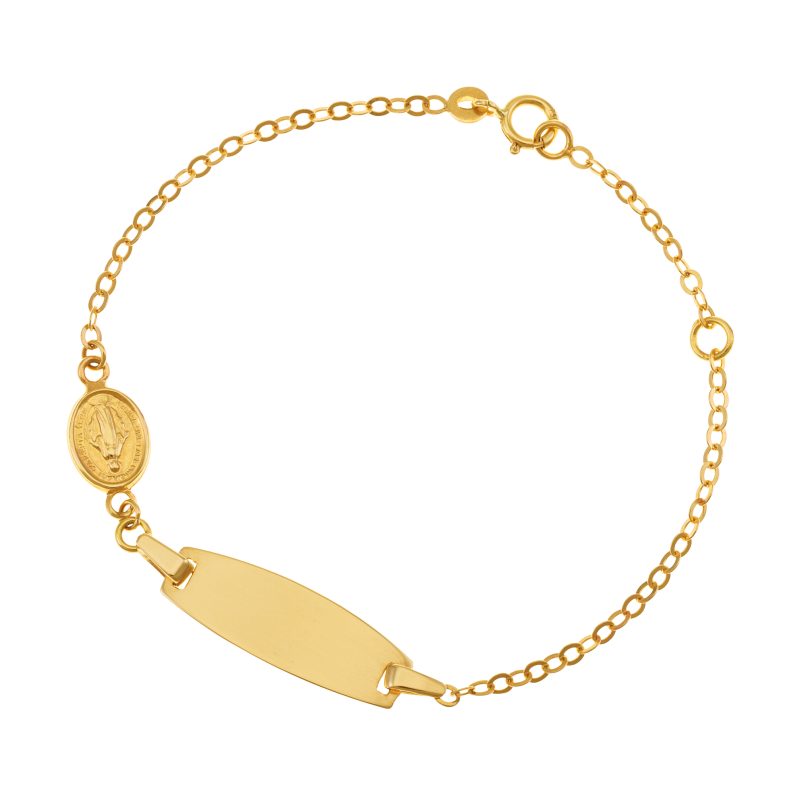 Bracelet identité en or jaune, Vierge