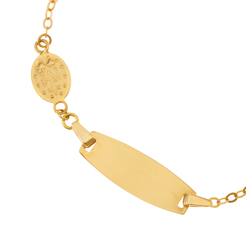 Bracelet identité en or jaune, Vierge