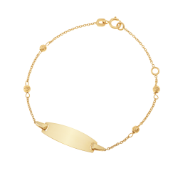 Bracelet identité en or jaune , maille boules facetées