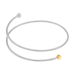 Bracelet jonc en or jaune, argent rhodié et fil intérieur titane