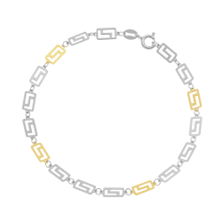 Bracelet en or jaune et argent rhodié, maille Grecque 
