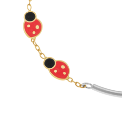 Bracelet en or jaune et argent rhodié, laque, coccinelle